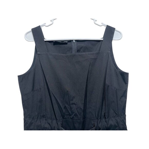 Lafayette 148 Old Money Preppy Midi dress Large 14 Black Square Neck Fit-Flare - Picture 7 of 16